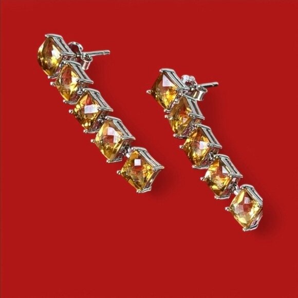 925 Sterling Silver Earrings 3cm with Natural Citrine Gemstone. - Picture 5 of 5